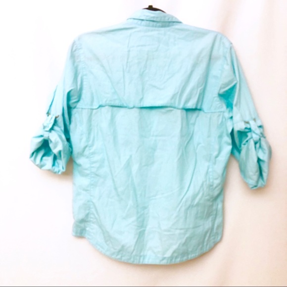 π Columbia Light Aqua Hiking Shirt! - Picture 2 of 7